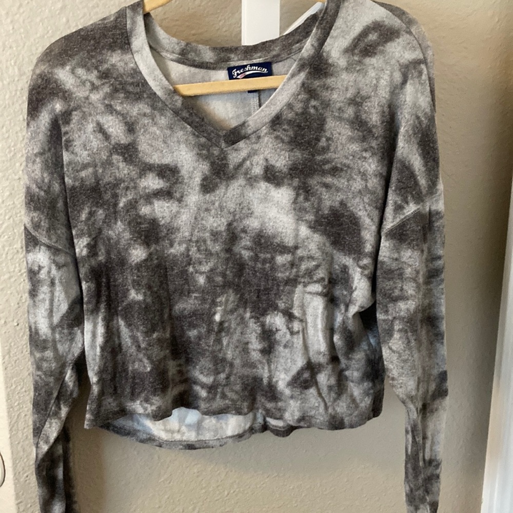 Tie-dye knit V-neck sweater